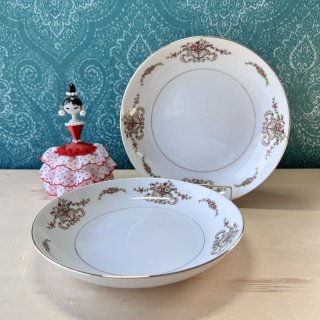 mountain blue fine china オレンジブラウンラインのカレーシチュー皿