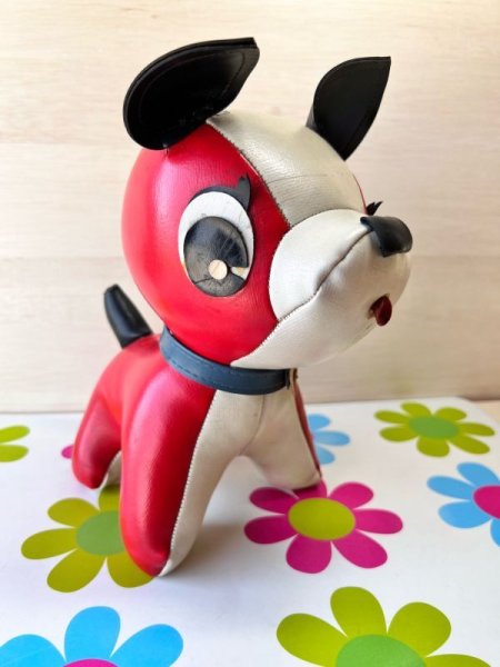 vintage レトロ　犬　ぬいぐるみ　置物 レザー素材 犬のぬいぐるみ 昭和レトロ vintage | 春眠雑貨店