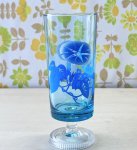 画像1: ADERIAアデリア　足付きグラス　朝顔　ブルー (1)
