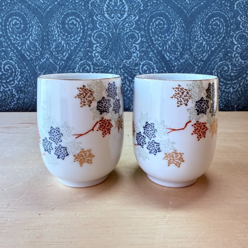 画像1: 深川製磁　湯飲み　紅葉絵図　2個組 (1)
