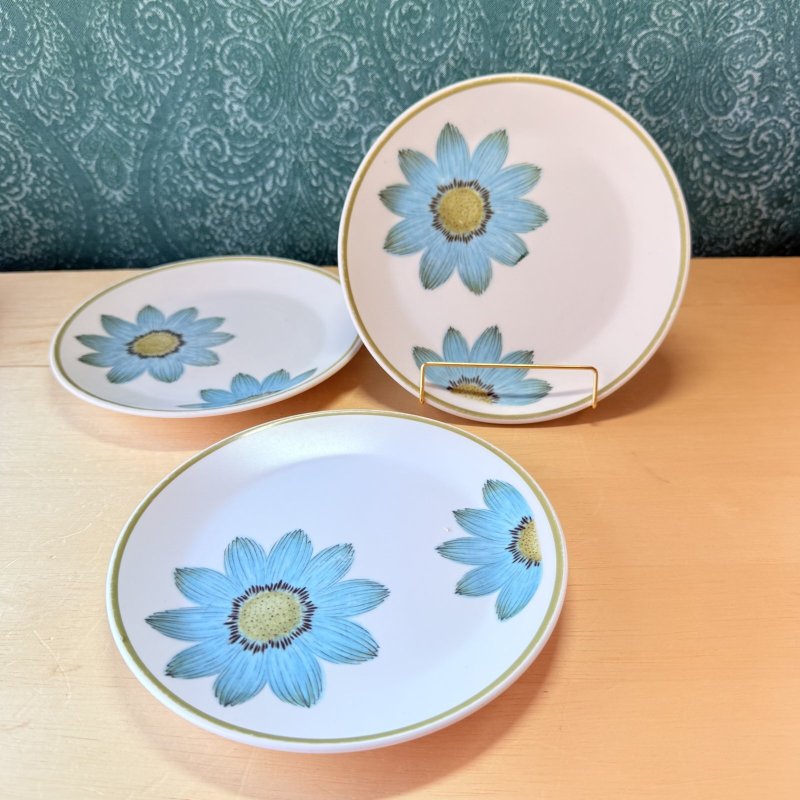 画像1: NORITAKEノリタケ　プログレッションチャイナ　UP-SA　DAISY　9001　ブルーデイジー　花柄プレート　3枚セット　vintage (1)