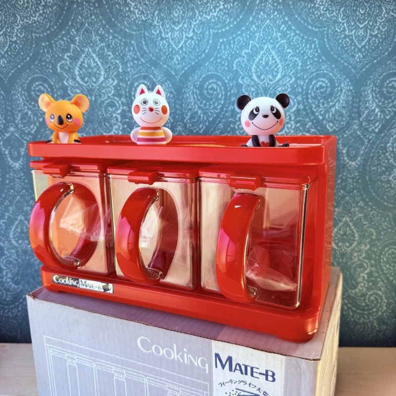 画像1: アスベル　cookingmate－B　三連調味料ケース　レッド (1)