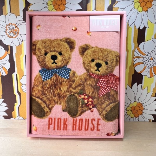 画像1: Old　PINK HOUSE　ピンクハウス　当時もの　レア　ボディタオル　バスタオル　deadstock　ピンク　くまちゃん　bear (1)