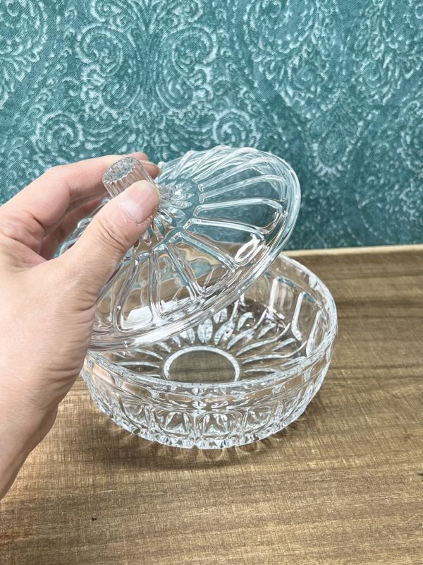 ガラス製　アンバーガラス　インテリア　小物入れ　キャンディーポット　昭和レトロ