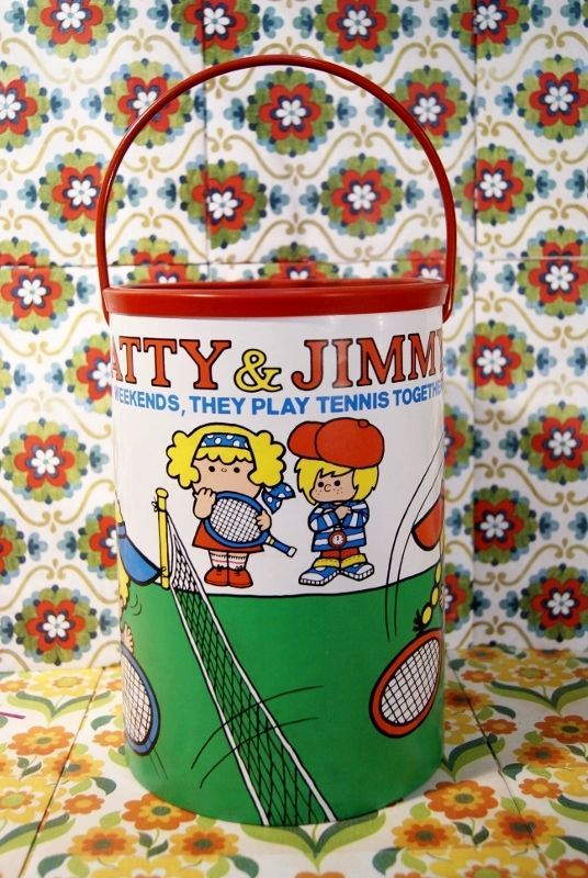激レア サンリオ旧ロゴ パティ＆ジミー 1976年初期 ゴミ箱 ダストボックス