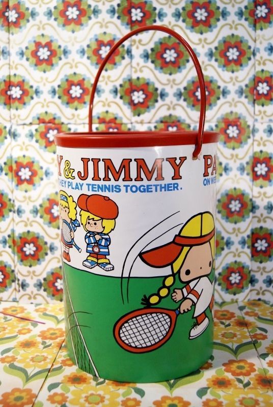 激レア　サンリオ旧ロゴ　パティ＆ジミー　１９７６年初期　ゴミ箱　ダストボックス　KG159