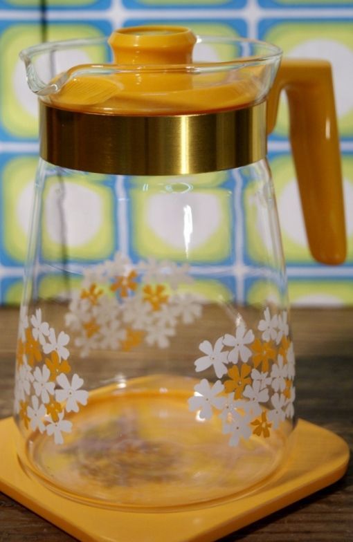 Harioハリオティーポット 耐熱ガラス Lemon オレンジ花柄 ５杯用 H12