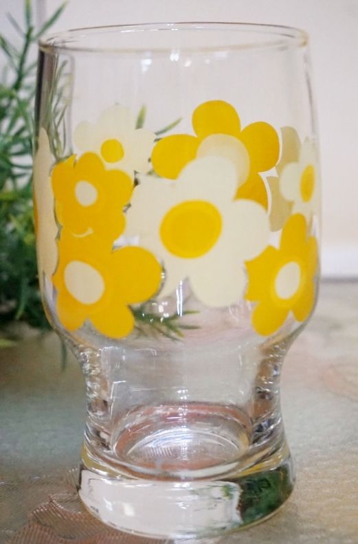 佐々木グラス ラブリー6タンブラー イエローオレンジ花柄グラス G111