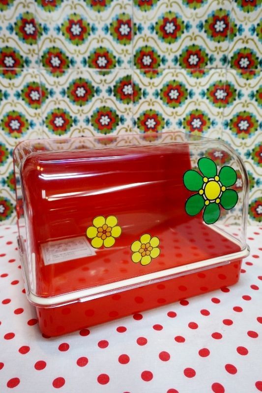 フードボーイ 調味料ケース フードケース 花柄シール付き 赤 KK46