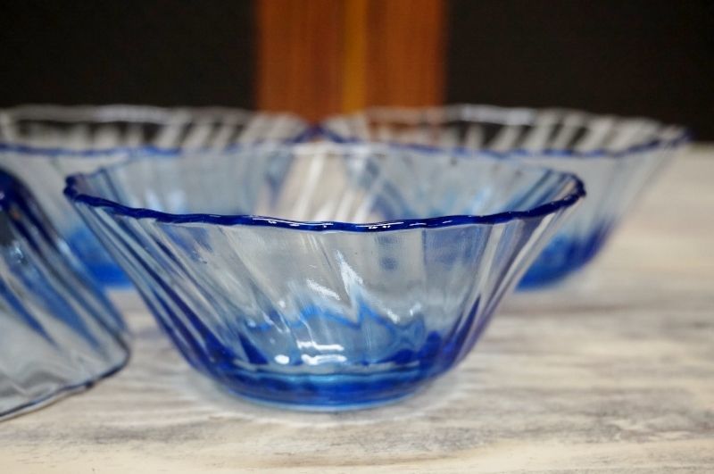 ガラスの器 ブルー 青硝子小鉢 4個組 GUS145