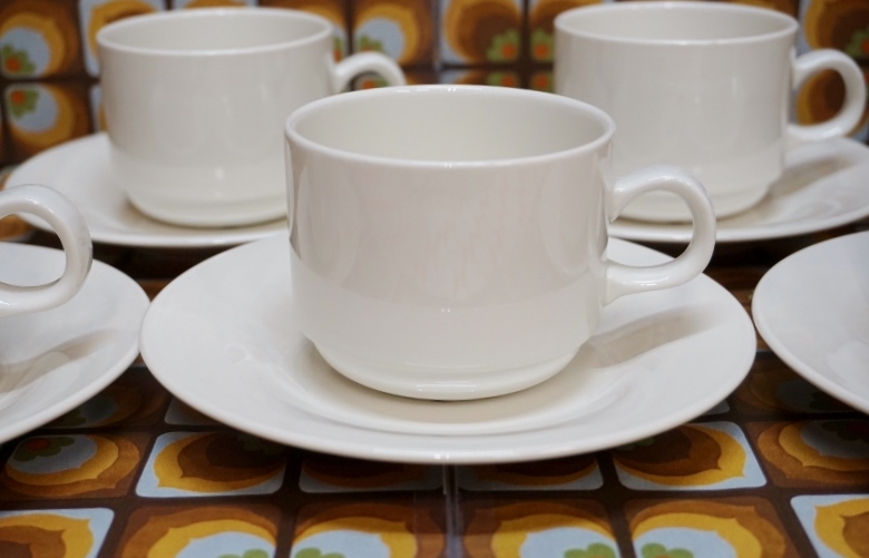 NIKKO ニッコー 業務用 白いカップ&ソーサー スタッキングカップ 5客セット カフェ 喫茶店 CS49