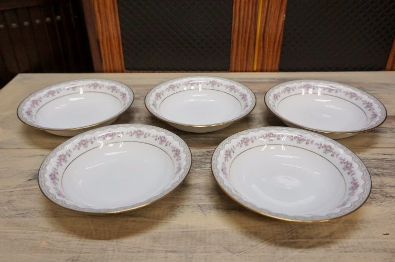 Noritake ノリタケコンテンポラリー ファインチャイナ スープ皿 花柄 ｕｓｅｄ品 ５枚セット N366