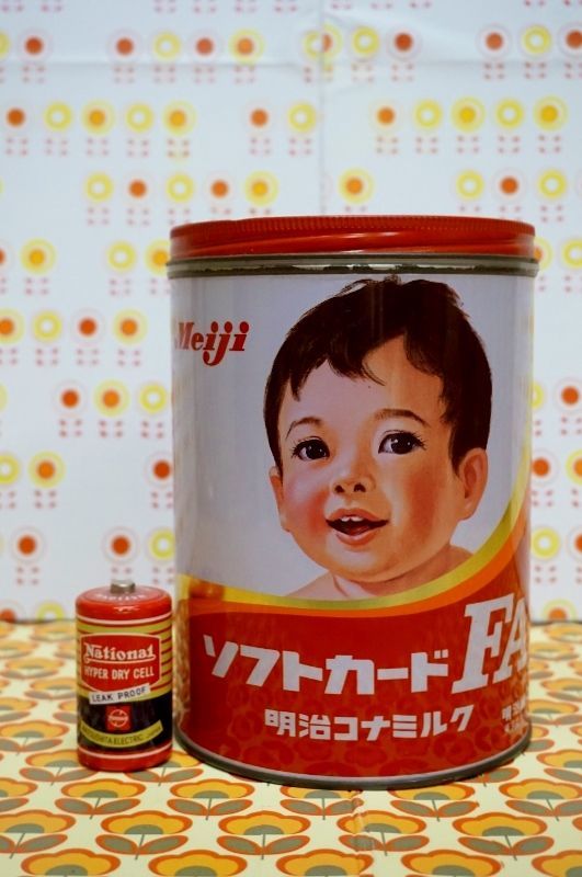 Meiji明治コナミルク ソフトガード缶 特大 1個 インテリア 収納 ブリキ