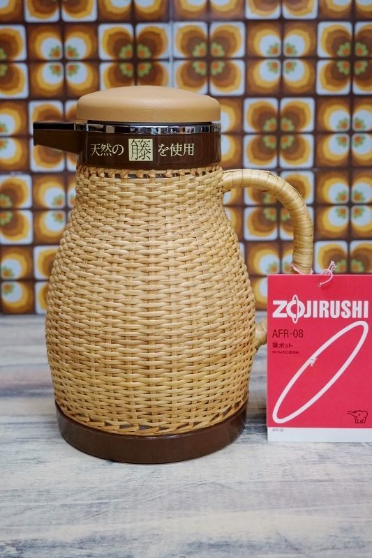 ZOJIRUSHI】 籐ポット、冷茶グラス、竹コースター、籐トレー