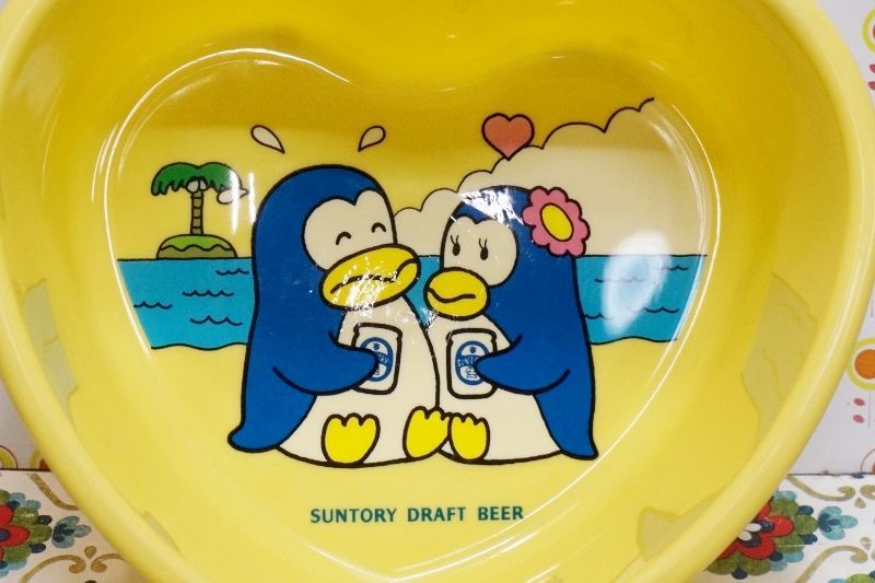 Suntory サントリードラフトビール ペンギン桶 ハート イエロー ノベルティ