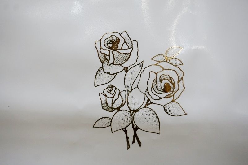 白いビニール袋 金の薔薇模様 特大 KF186