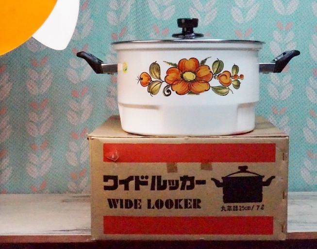 WIDE LOOKER 丸蒸し器 ホーロー鍋 花柄 北欧風 7ℓ 25cm HN217