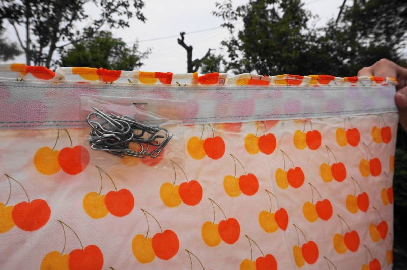 エルミー レデイメイドカーテン さくらんぼ柄 オレンジチェリー