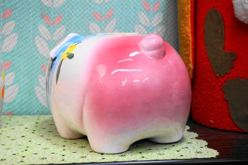 豚の貯金箱 特大 ピンク系 OM768