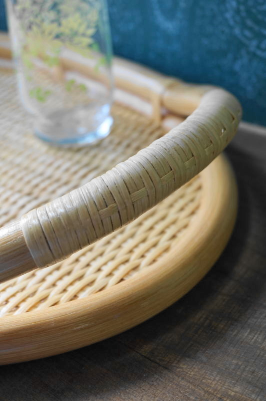象印 天然の籐を使用 テーブルトレイ 卓上トレー 籐のお盆 楕円形 TA406