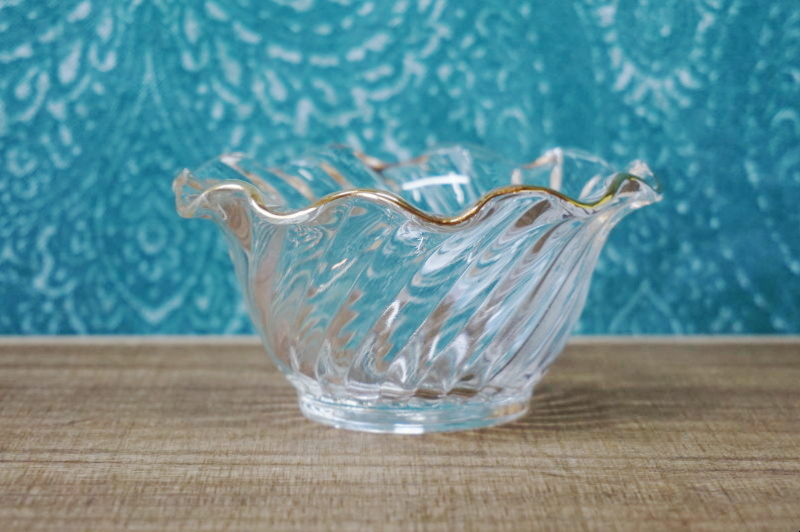 フリルガラスのミニ小鉢 5個セット 金縁 波模様 GUS305