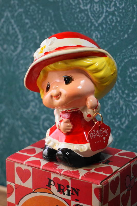 プリンちゃん 女の子陶器人形 貯金箱 デッドストック OM786