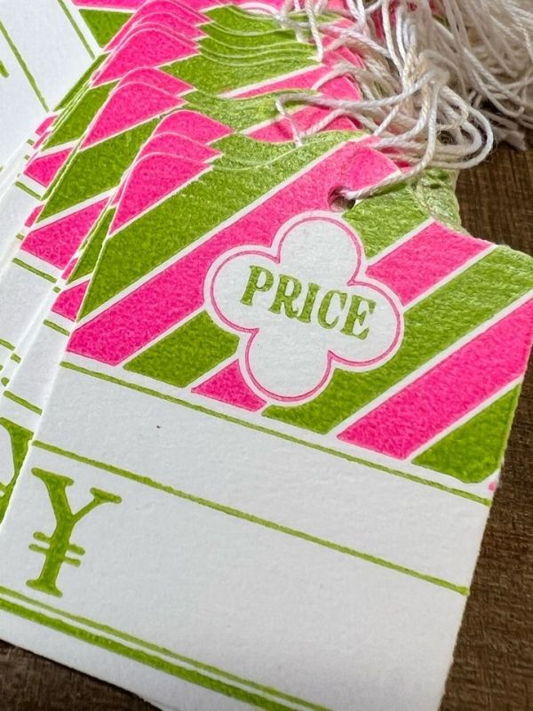 シモジマ HEIKOヘイコー下げ札 値札 ピンクグリーンのファンシープライスカード 10枚 KF363