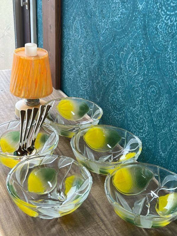 レモンのガラス器セット フルーツやアイスに。スプーン付き GUS369