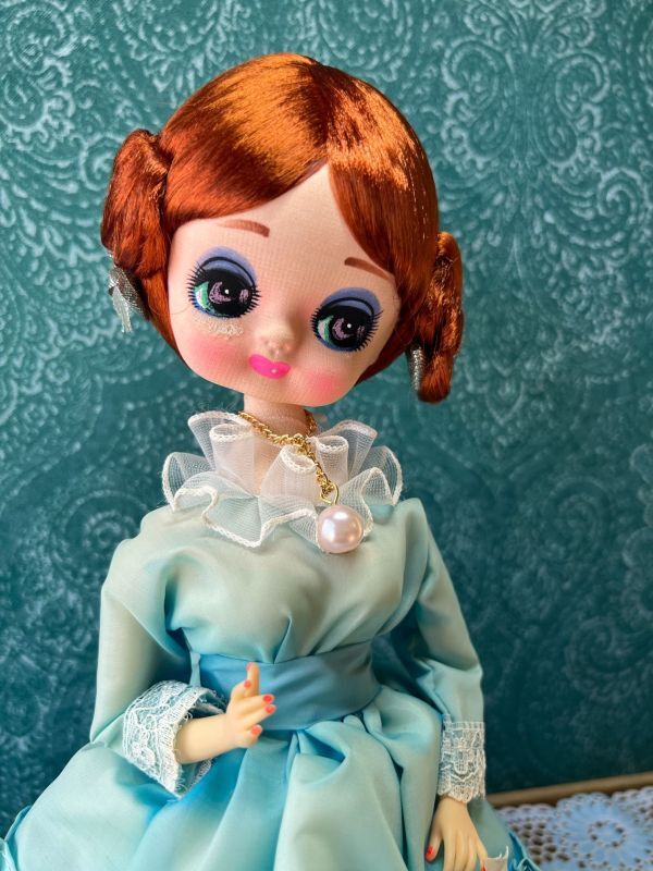 オルゴール人形 ポーズ人形 青いドレス OM796