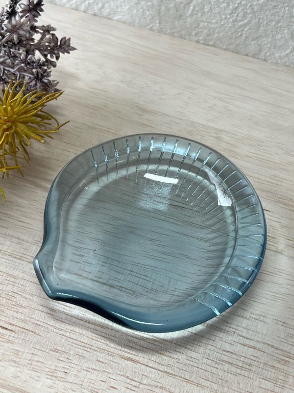 青ガラスの豆皿 貝の形 貝殻 小皿 ブルー GU292