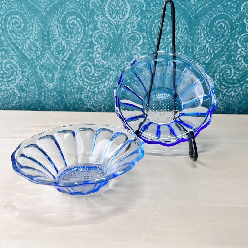 昭和 レトロ ガラス 食器 青ガラス 色ガラス 色付き食器 アンティーク 