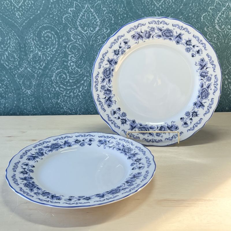Central china ブルーローズ19.5cmプレート皿 青い花柄 2枚セット