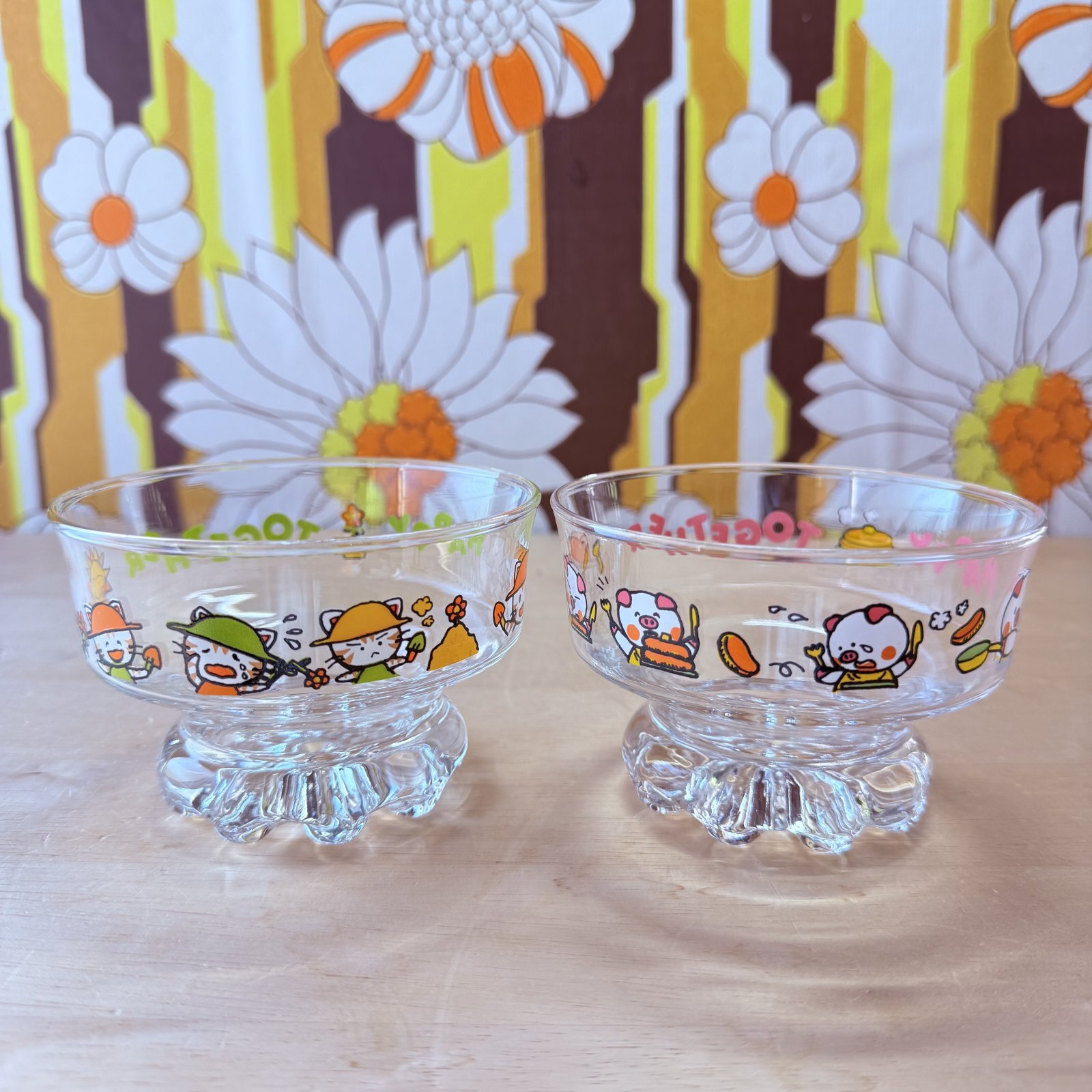 ファンシーガラスアイスクリームカップ デザートグラスセット