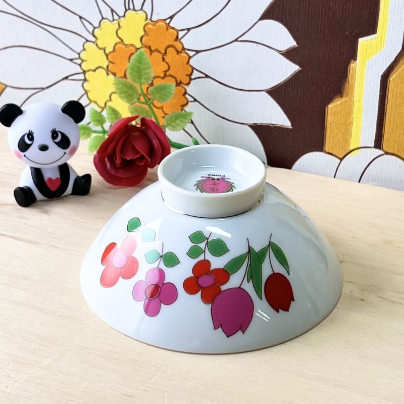 レトロポップ 赤とピンクのチューリップお花柄茶碗 CW3