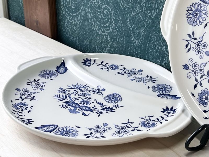 ブルーオニオン柄のワンプレート皿 陶器製 S165