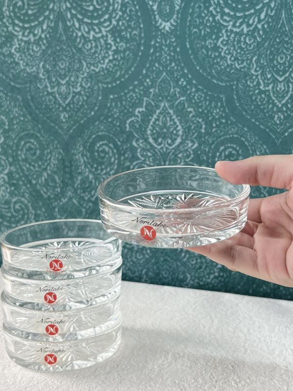 NORITAKEノリタケクリスタル　カットガラスのガラス小鉢　ナッツ皿5枚セット　N455