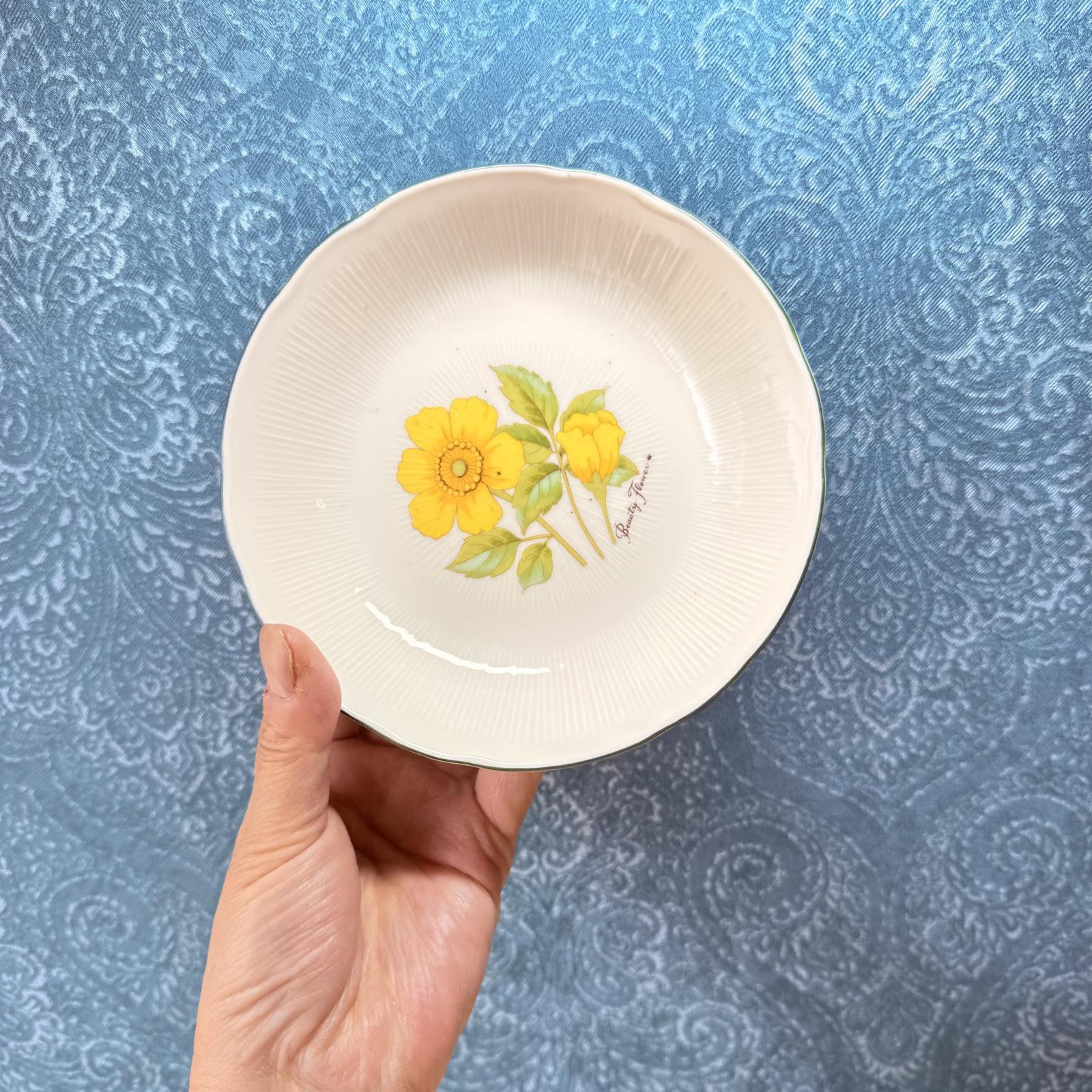 MARUMI CHINA beautyflour 黄色いお花の小皿 2枚セット
