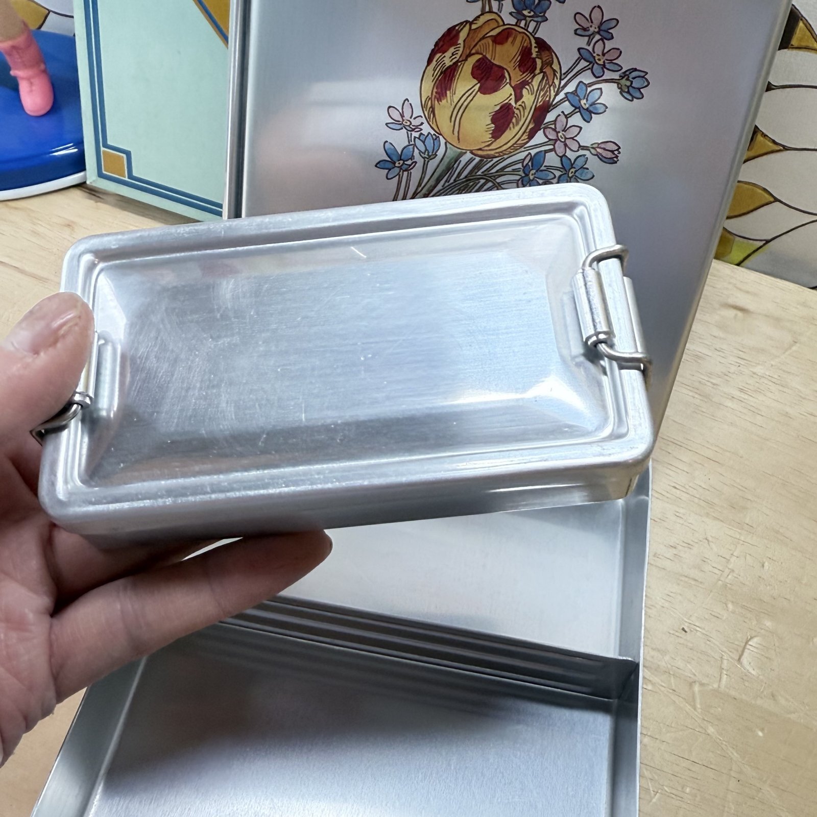 マルハチ ランチボックス アルミ弁当箱 ブック弁当箱 花柄 中