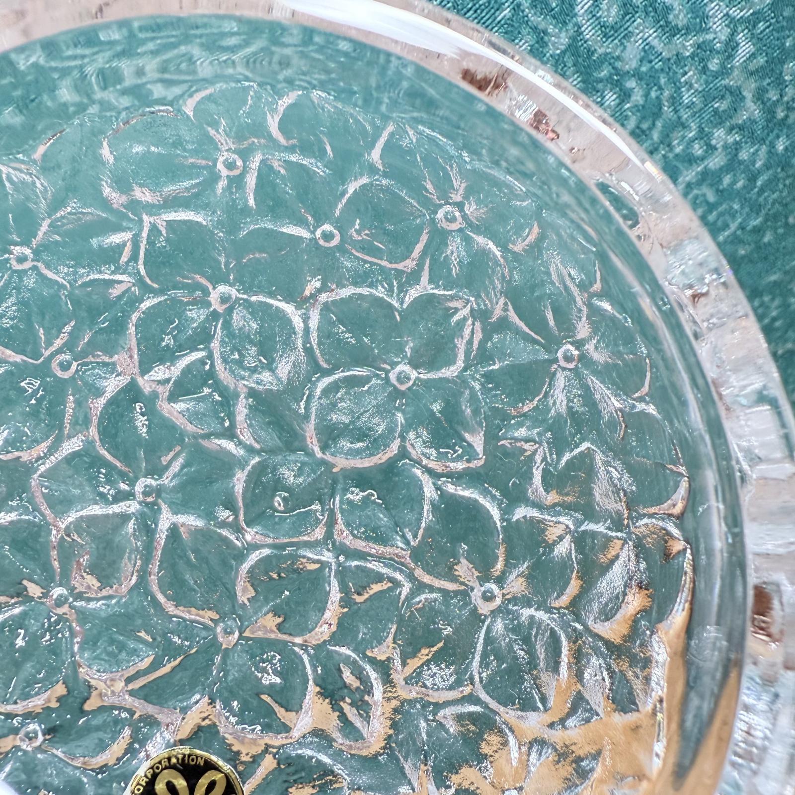 HOYAガラス　菊御紋入　紫陽花大皿 HOYAガラス菊御紋入紫陽花大皿