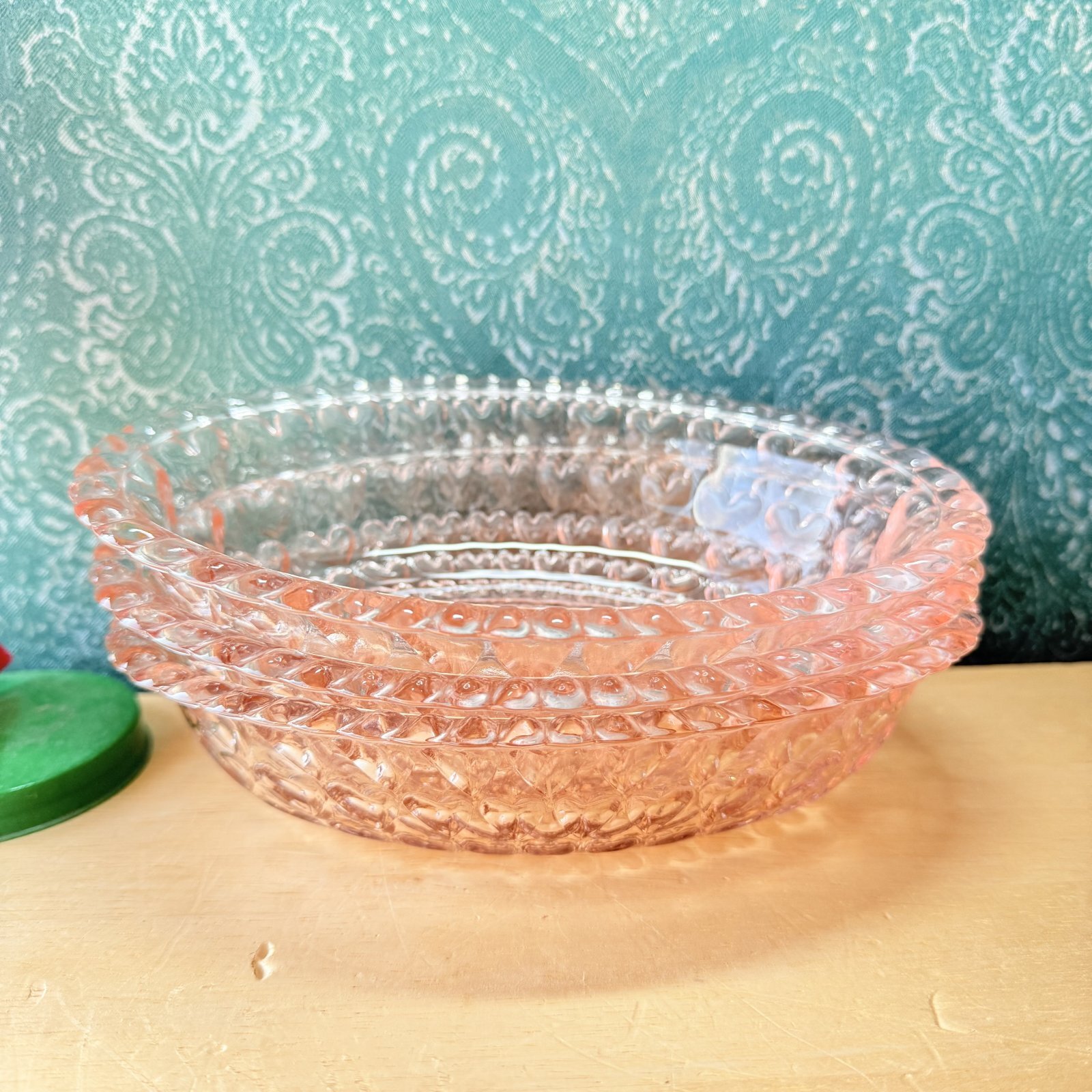 TOYO 東洋ガラス シャンゼリーゼ 楕円深皿 ハート ピンク ガラス