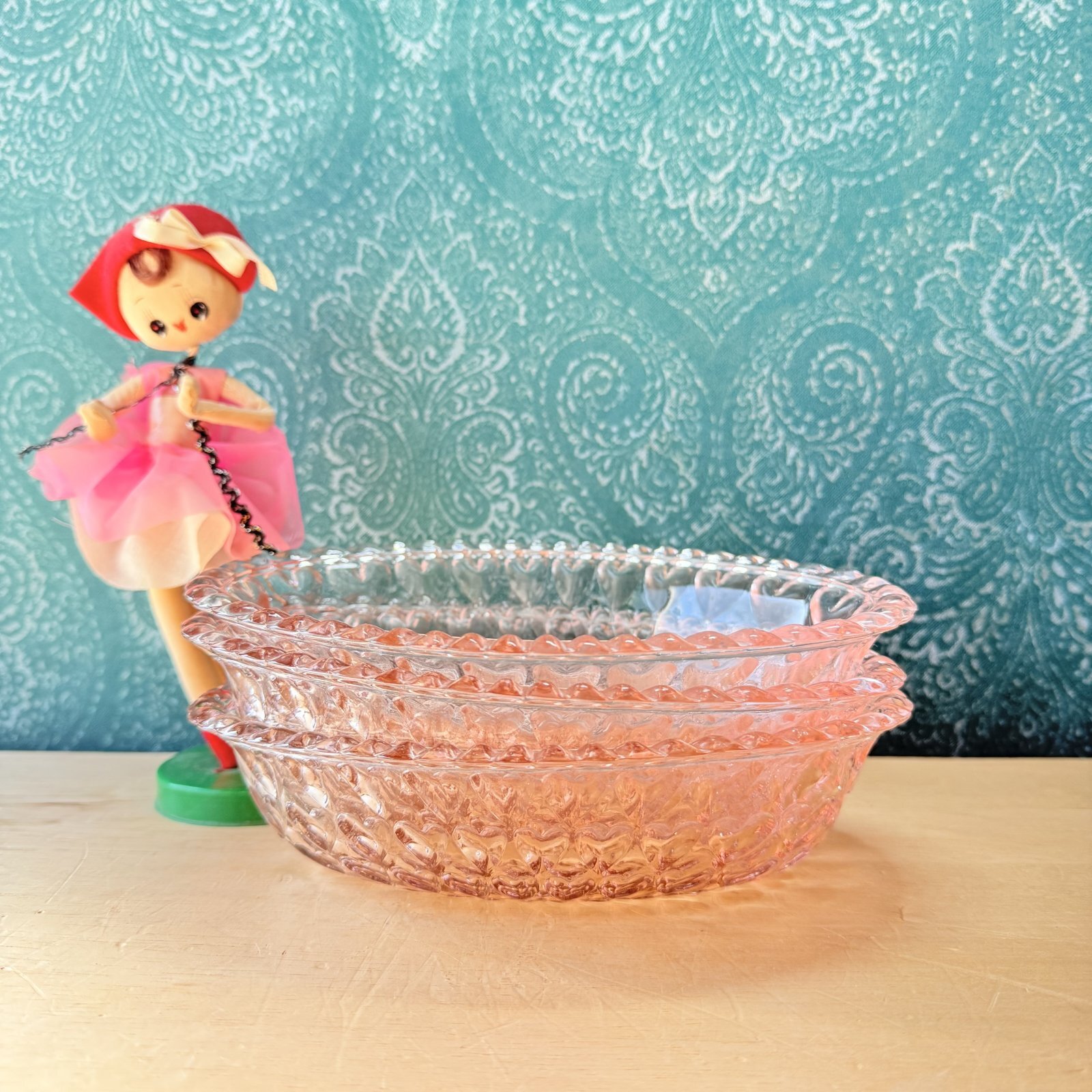 TOYO GLASSWARE 東洋ガラス株式会社　ピンクハート　昭和レトロ TOYO GLASSWARE 東洋ガラス株式会社 ピンクハート 昭和レトロ