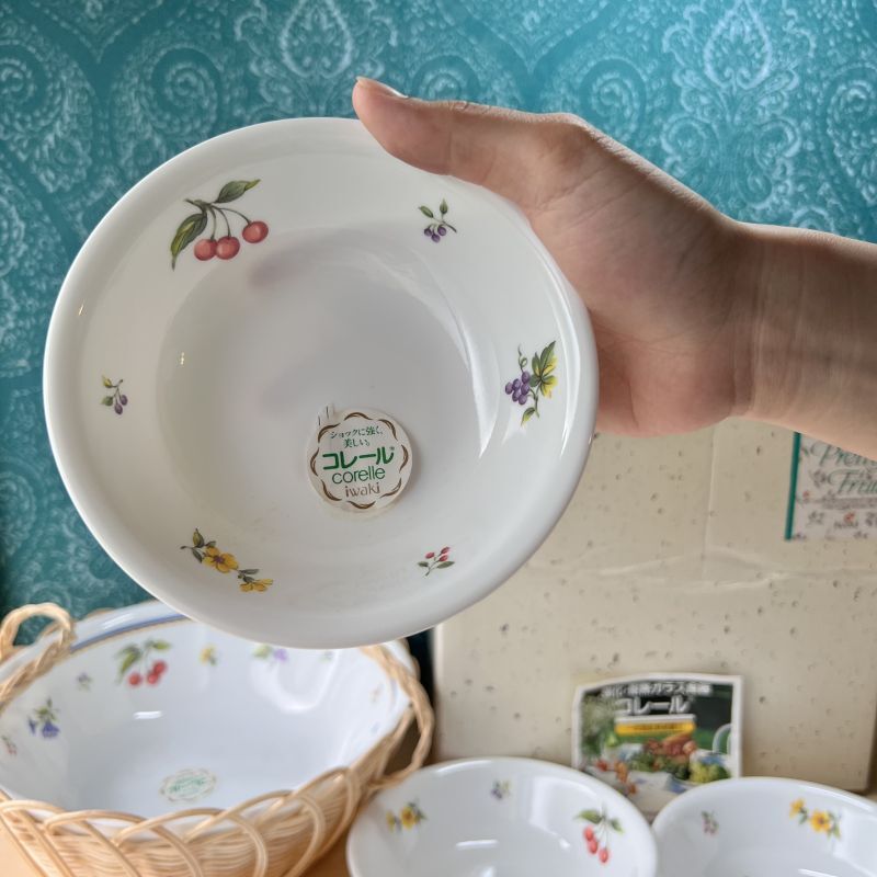 コレール CORELLE 岩城硝子 サラダセット プリティフルーツ サラダボウルセット 籠付き