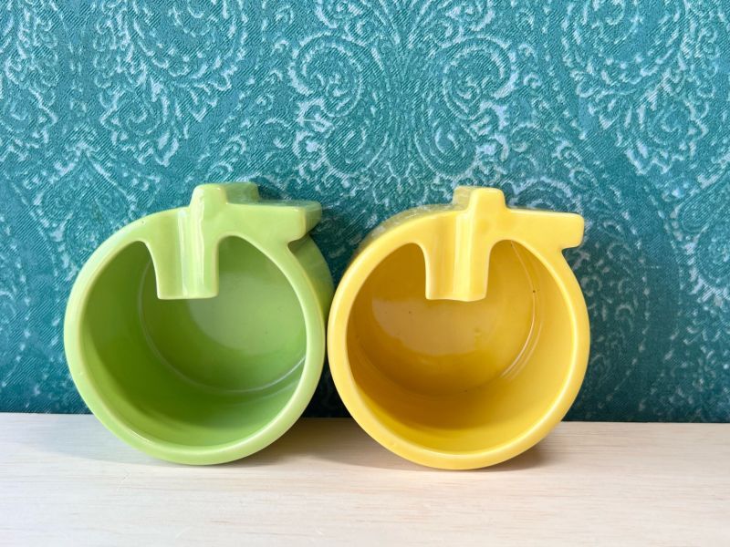 りんご型の灰皿 イエローグリーン各種 陶器製