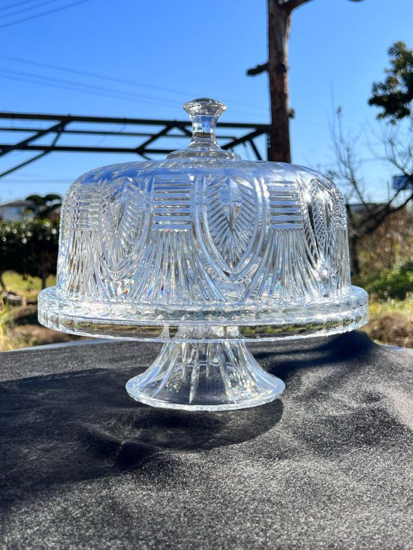 ガラス製 ケーキスタンド godinger dublin crystal cake plate dome cover クリスタルガラス