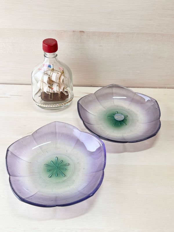 SOGA 曽我ガラス 花のガラス器 薄紫硝子皿 2枚 3枚 各種 GUS433