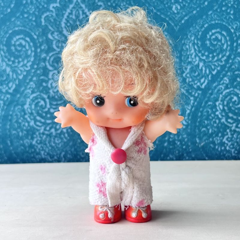 レア レトロ 金髪の外国のお人形 チェックのピンクの服 - おもちゃ/人形