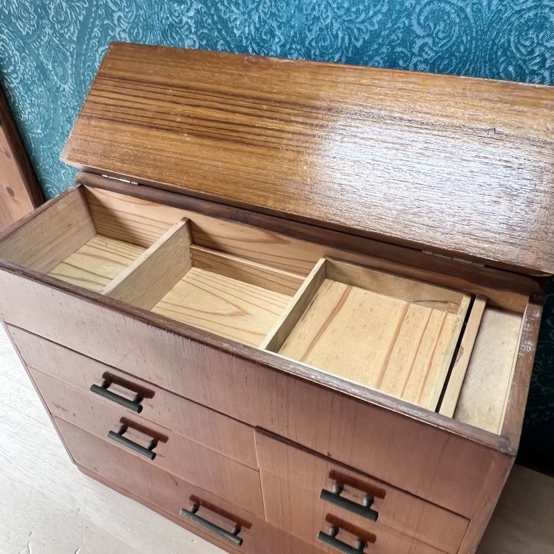 昭和レトロ 昔の裁縫箱 小引き出し 木製 vintage