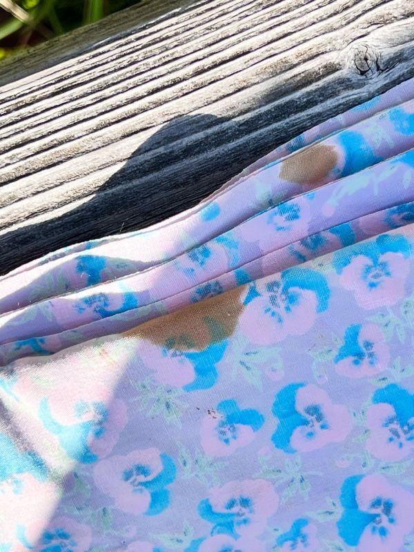昭和レトロ生地 パンジーのような花柄のコットン生地 ピンクブルー 254×91