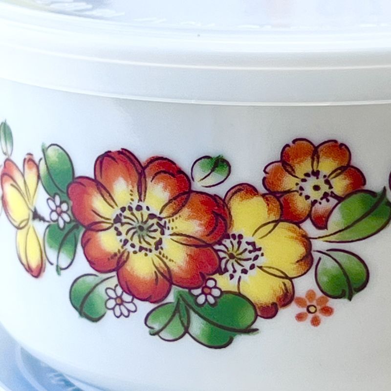陶器製 花柄保存容器 2個セット