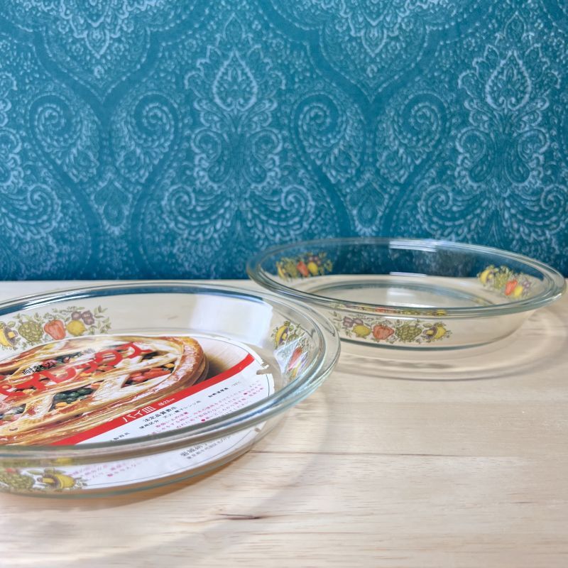 岩城硝子 パイレックス ベーキングパイ皿 23ｃｍ ガラスプレート 耐熱ガラス食器 ベジタブル 野菜柄 各枚数